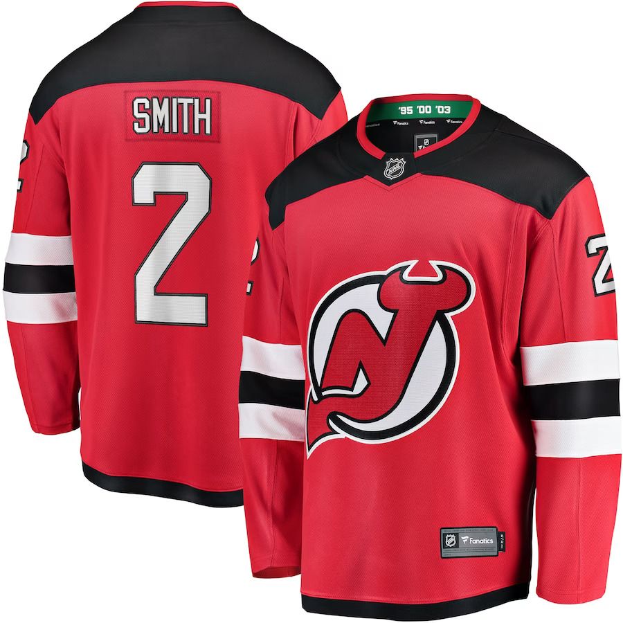 Men New Jersey Devils 2 Brendan Smith Fanatics Branded Red Home Breakaway Player NHL Jersey